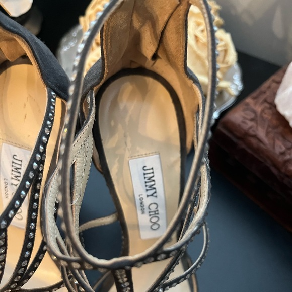 Jimmy Choo black velvet heels with crystals - Picture 3 of 6